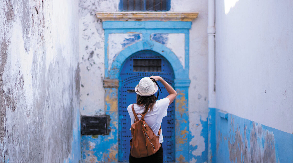 Traveler taking a picture in Chefchaouen