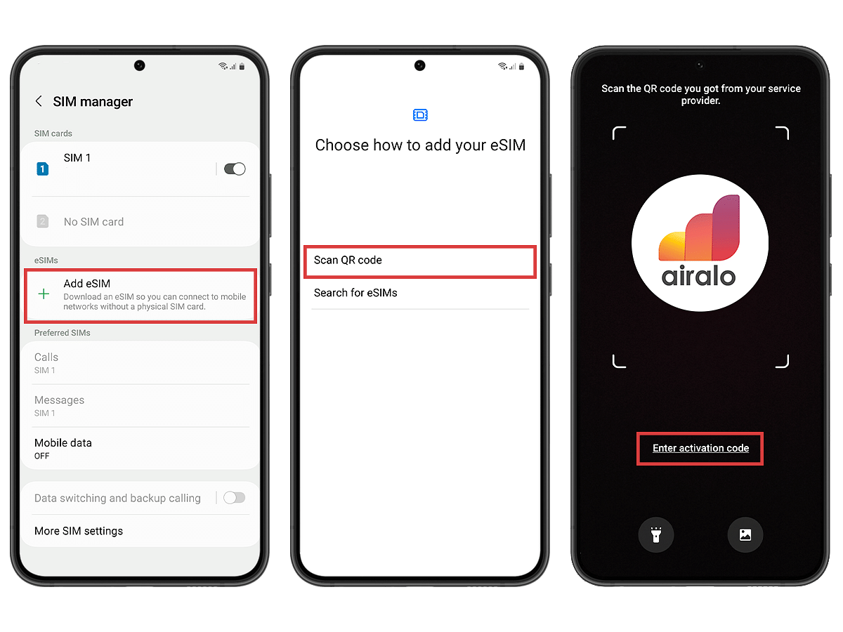 Installing Airalo eSIM on Android -  Manual Method Step 1
