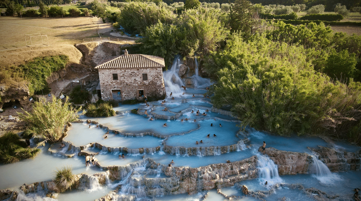 Saturnia hot springs in Tuscia, Italy