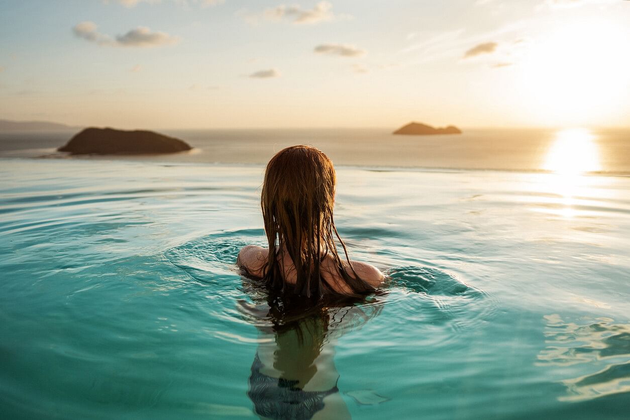 Solo female traveler at the spa