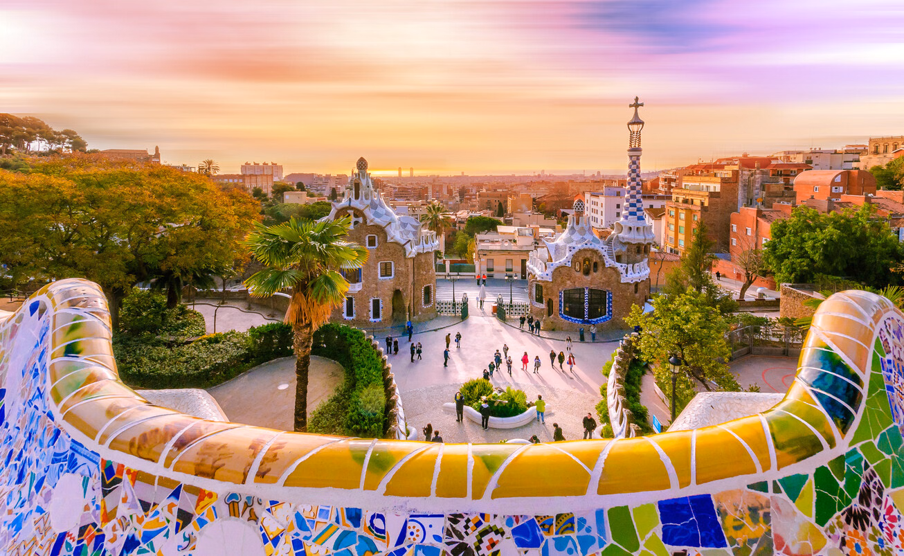 Vista della città dal Park Guell a Barcellona, Spagna