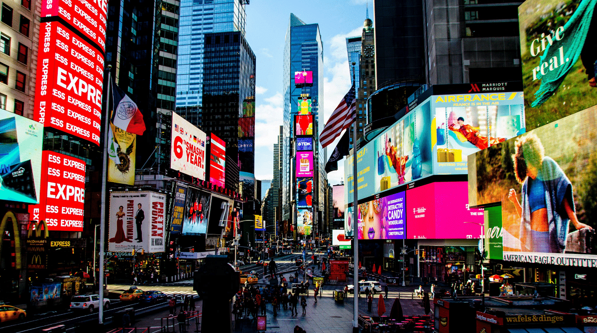 Times Square in New York City at night