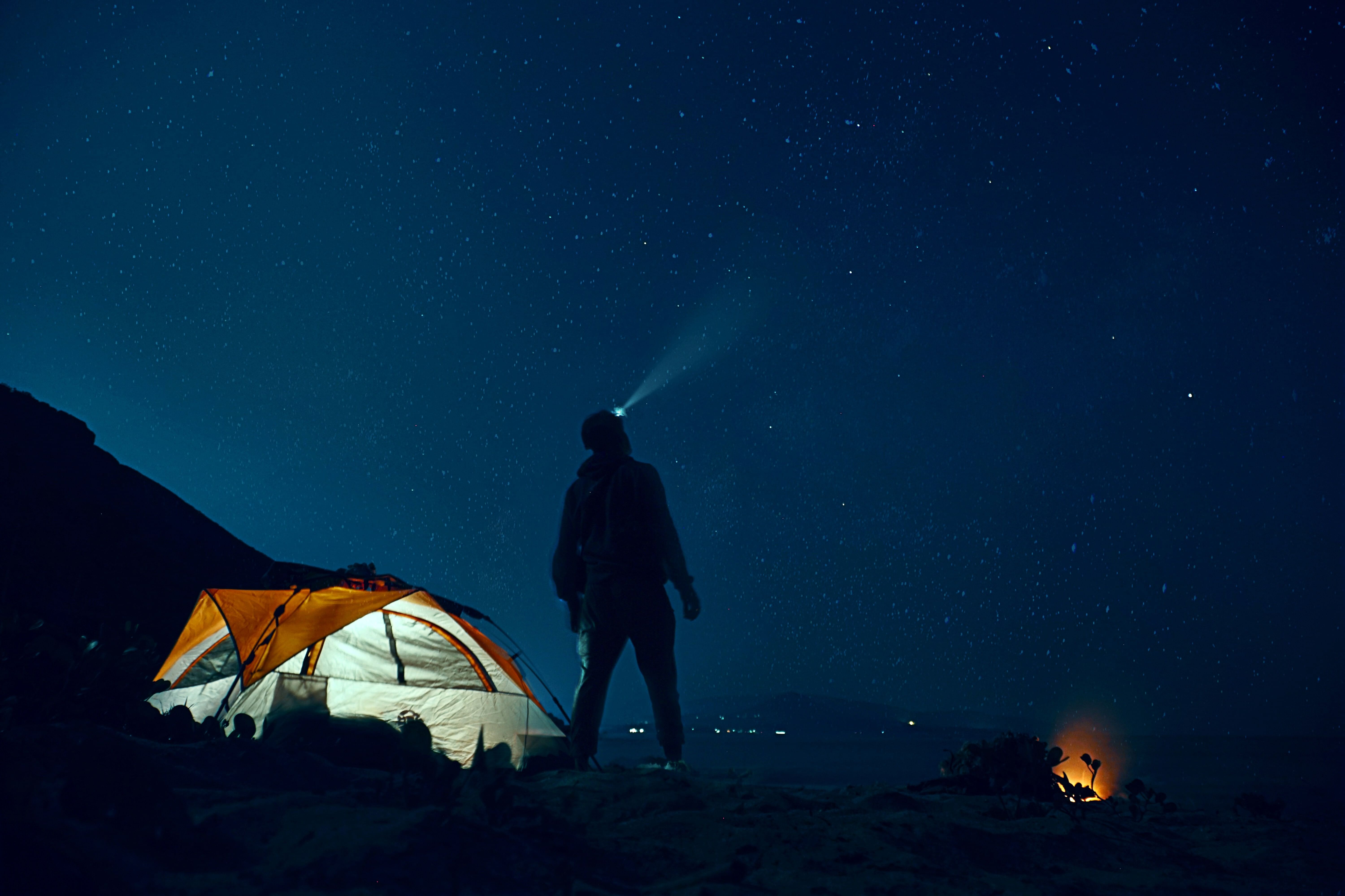 Man stargazing