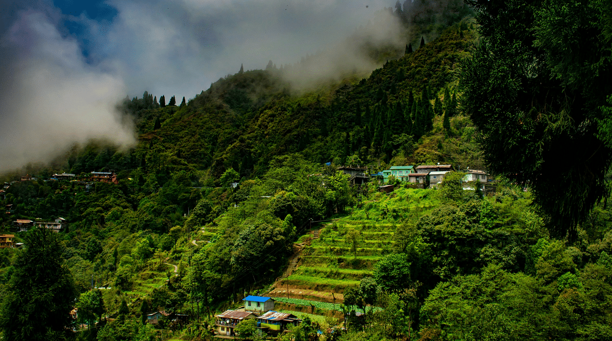 Hillside village in Darjeeling, India
