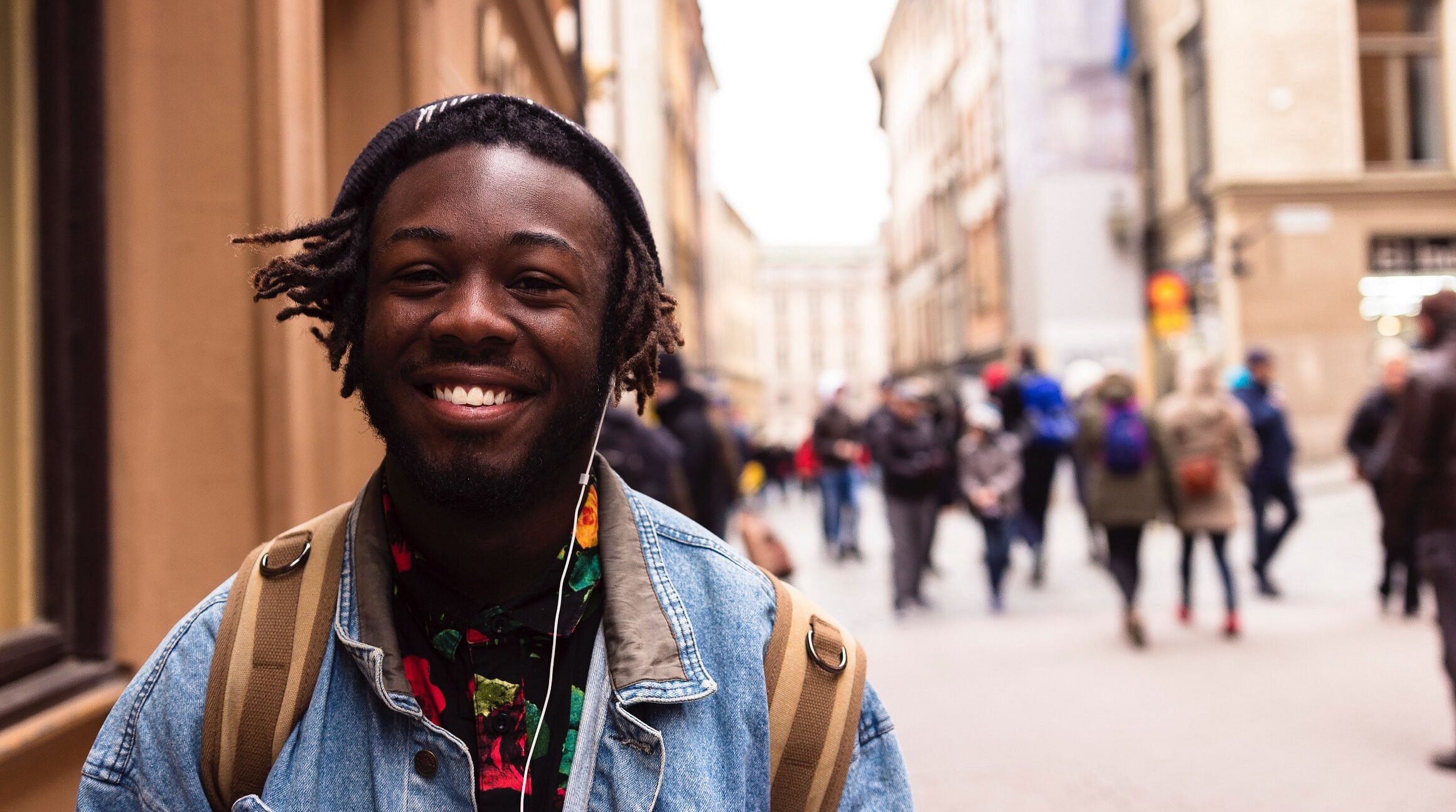 man traveling in europe