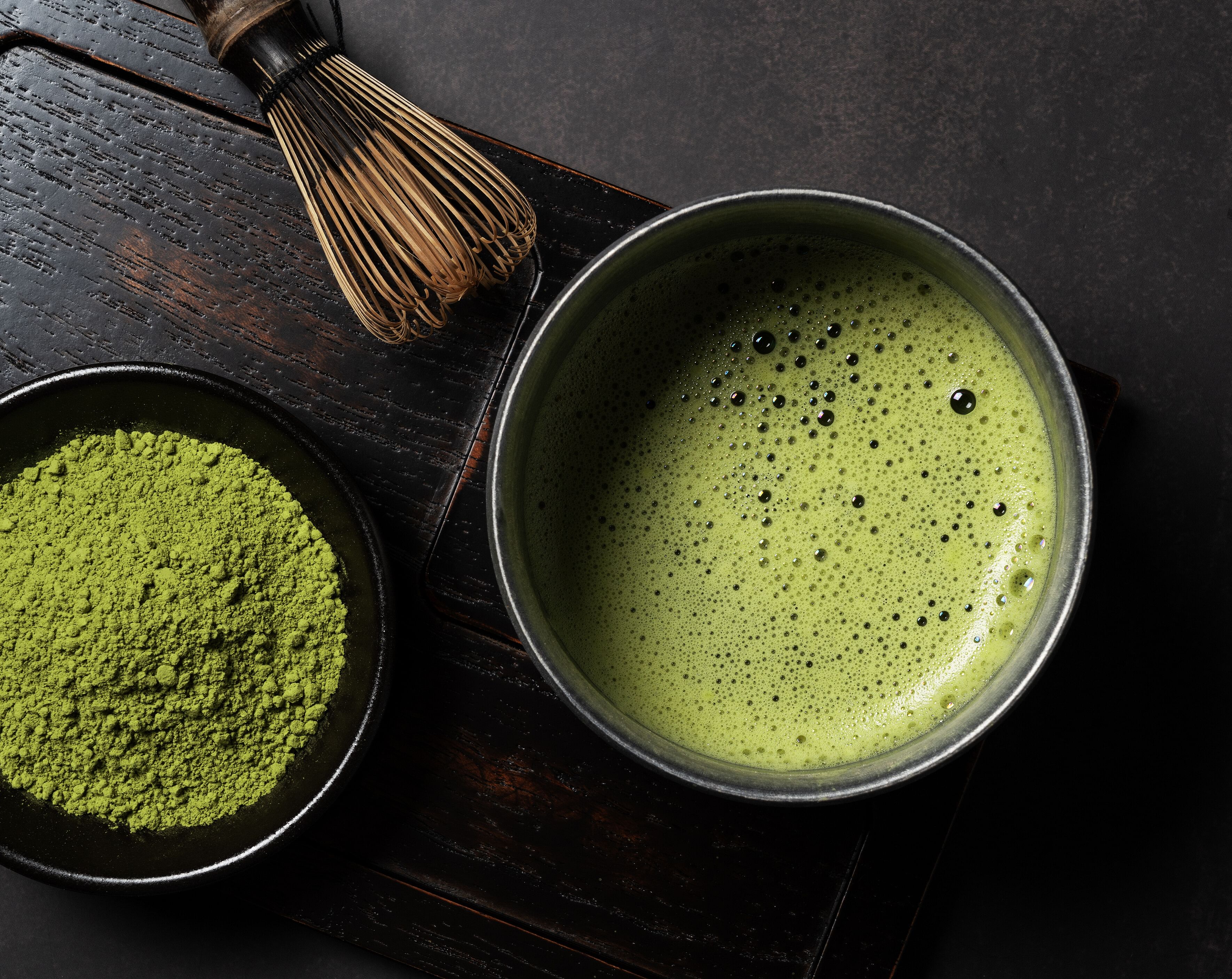 Matcha with whisk