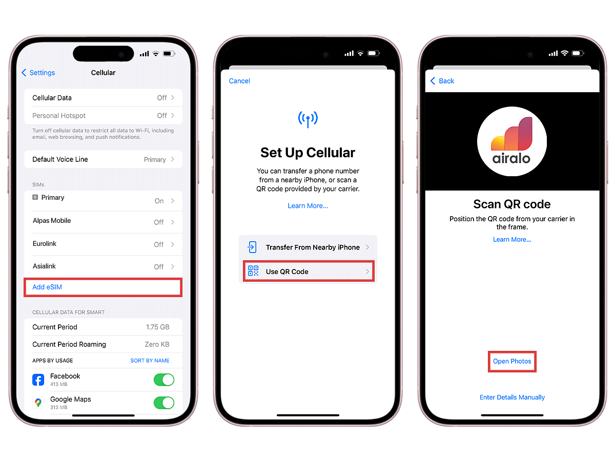 Installing Airalo eSIM on iPhone -  QR Method Step 2