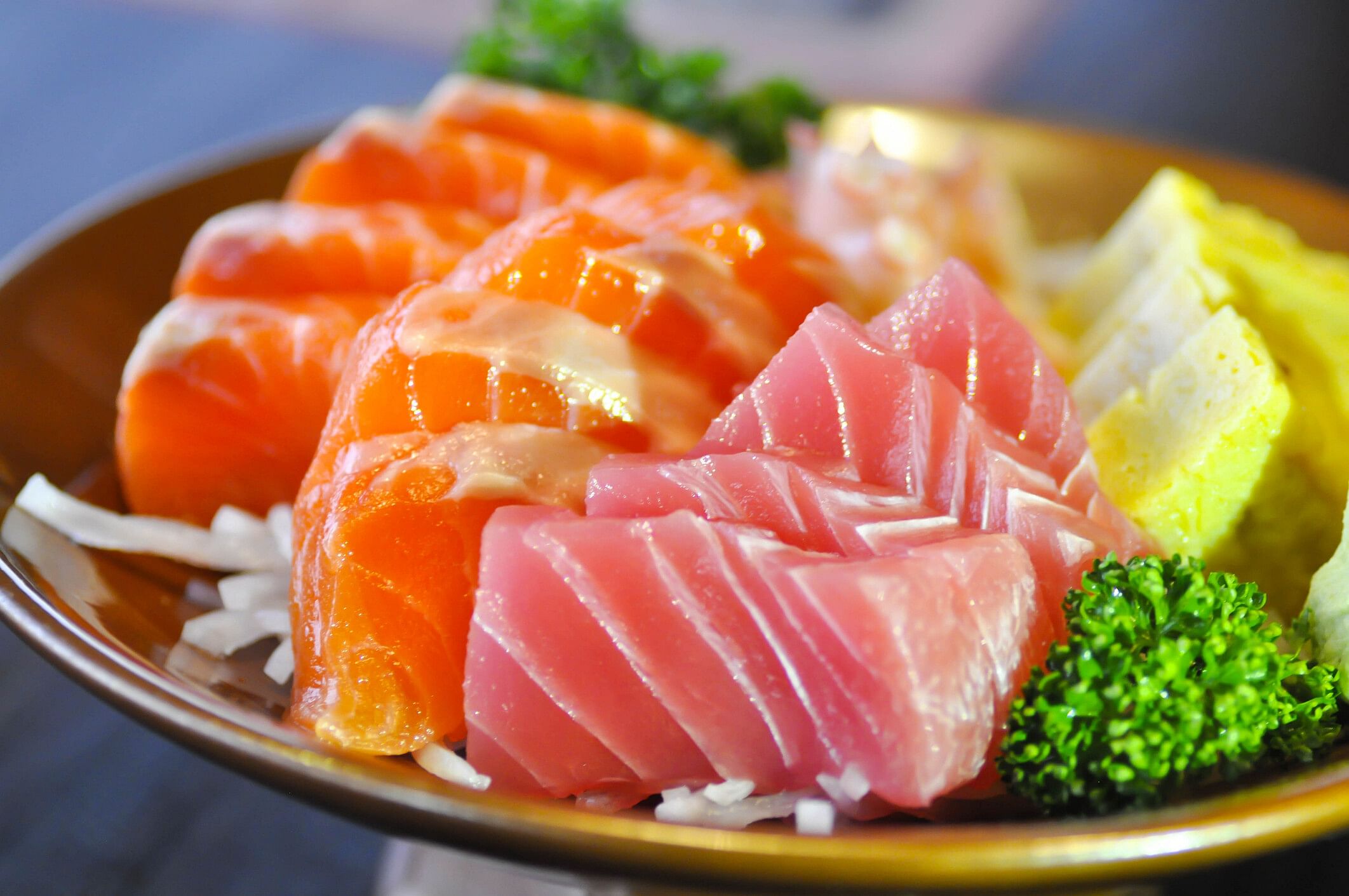 Mackerel and salmon sashimi