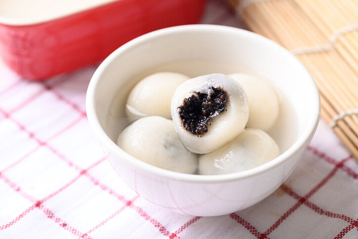 Tangyuan filled with black sesame for Chinese New Year dessert