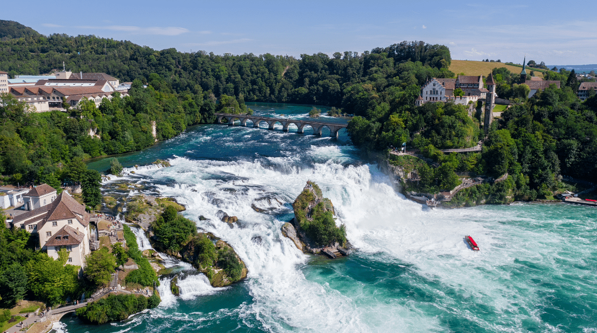 Aerial view of Rhine Falls, Switzerland