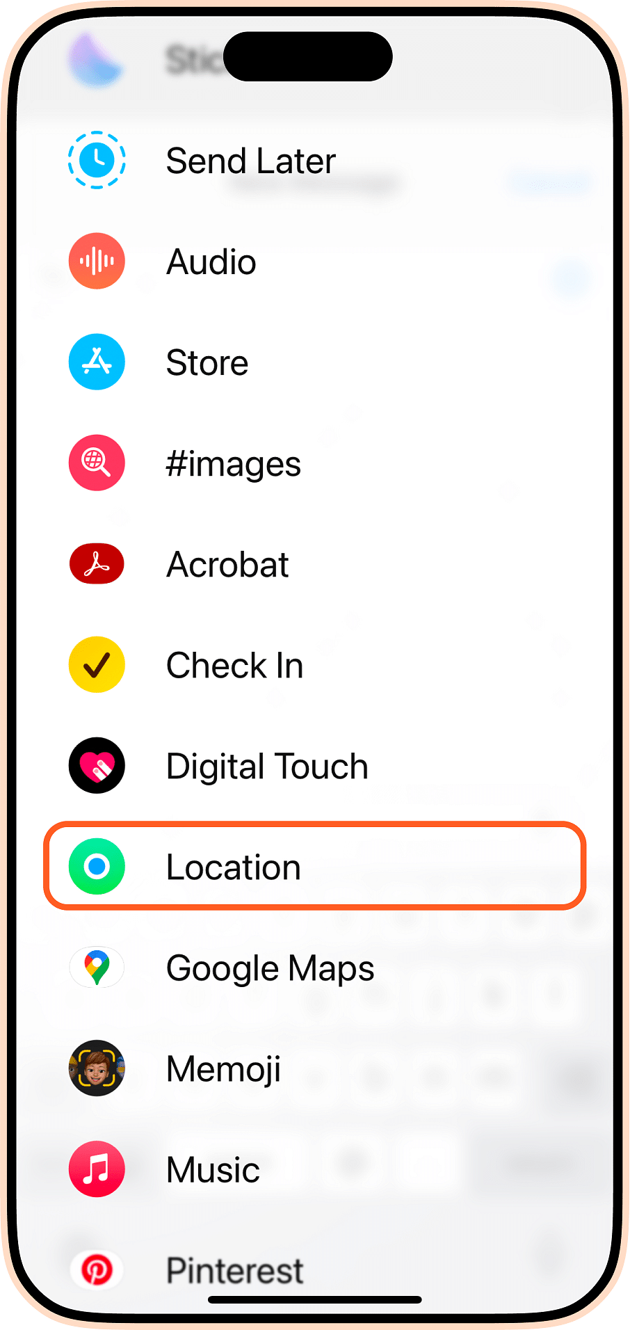 Location sharing through iMessage