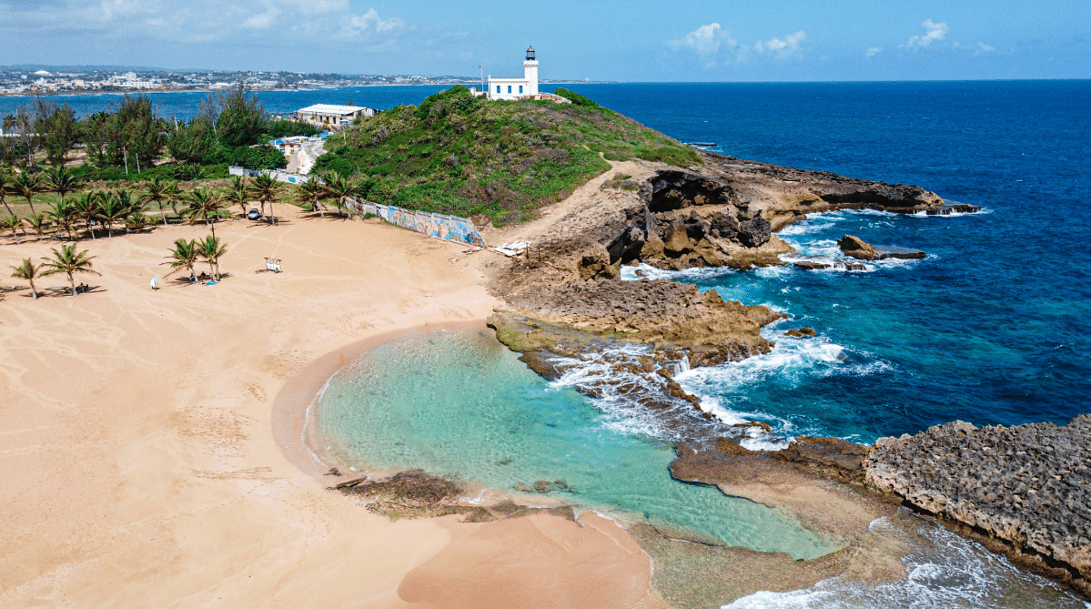 Lighthouse on the beach in Puerto Rico