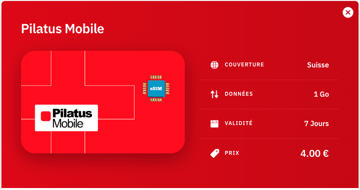 esim suisse pas cher : 4 eur