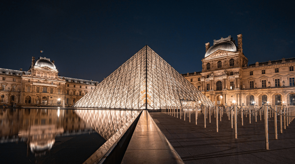 Pyramid outside of the Louvre in Paris