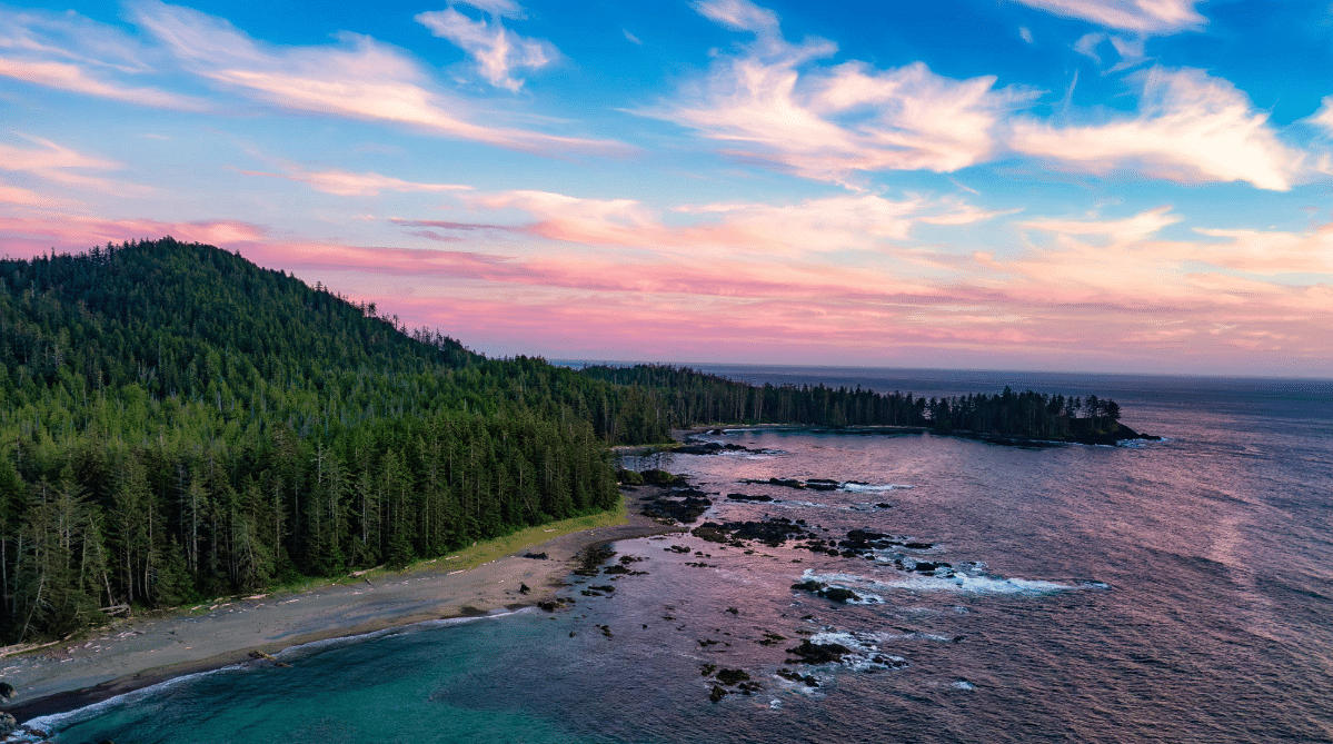 Beach on Vancouver Island at sunset
