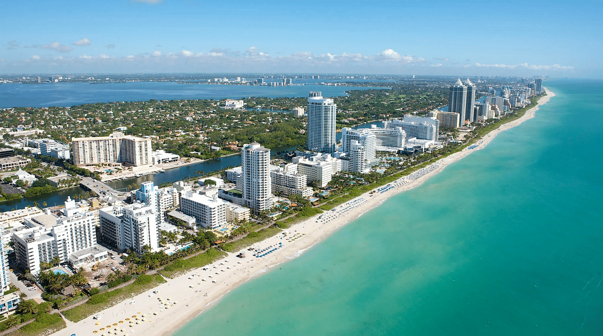 Aerial view of Miami beach