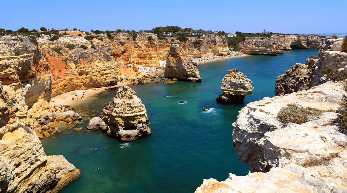 Beaches along the Algarve in Portugal