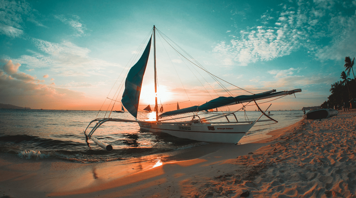 Boat on the beach in Boracay, Philippines