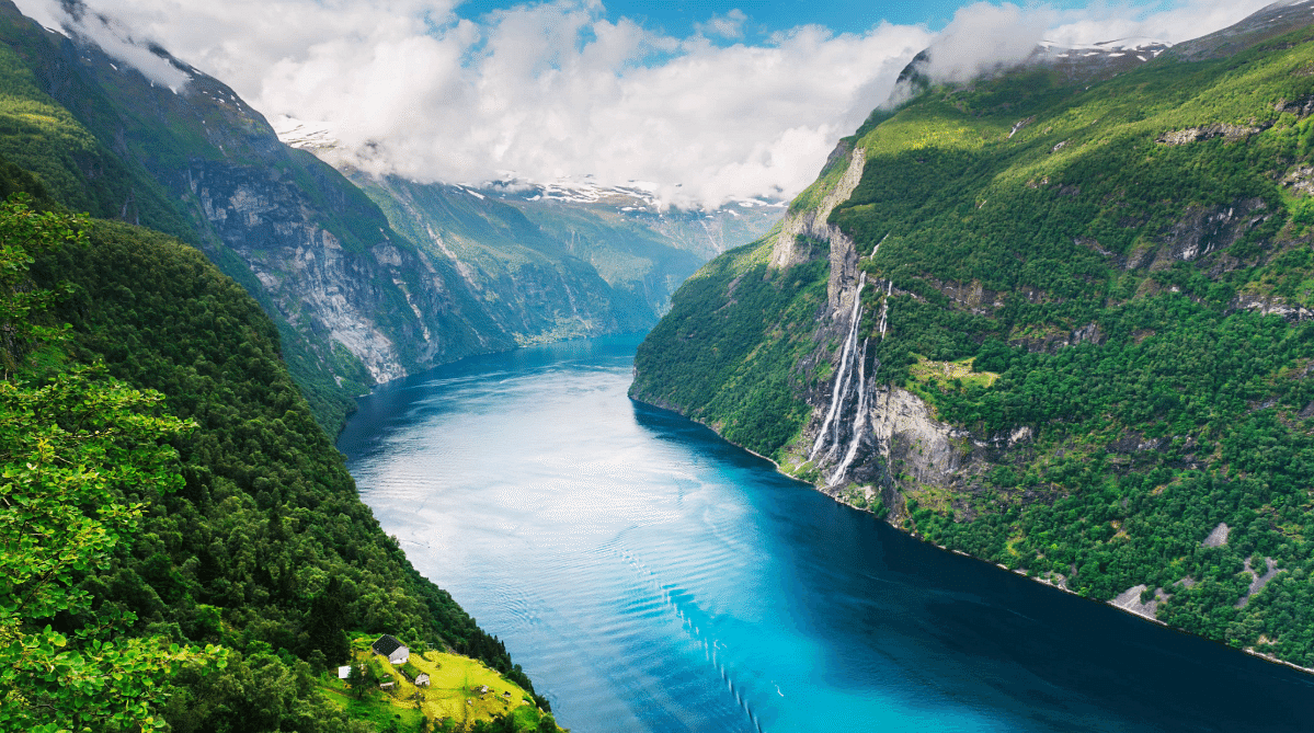 Aerial view of Geirangerfjord, Norway