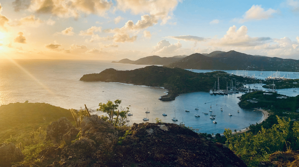 Marina in Antigua and Barbuda at sunset