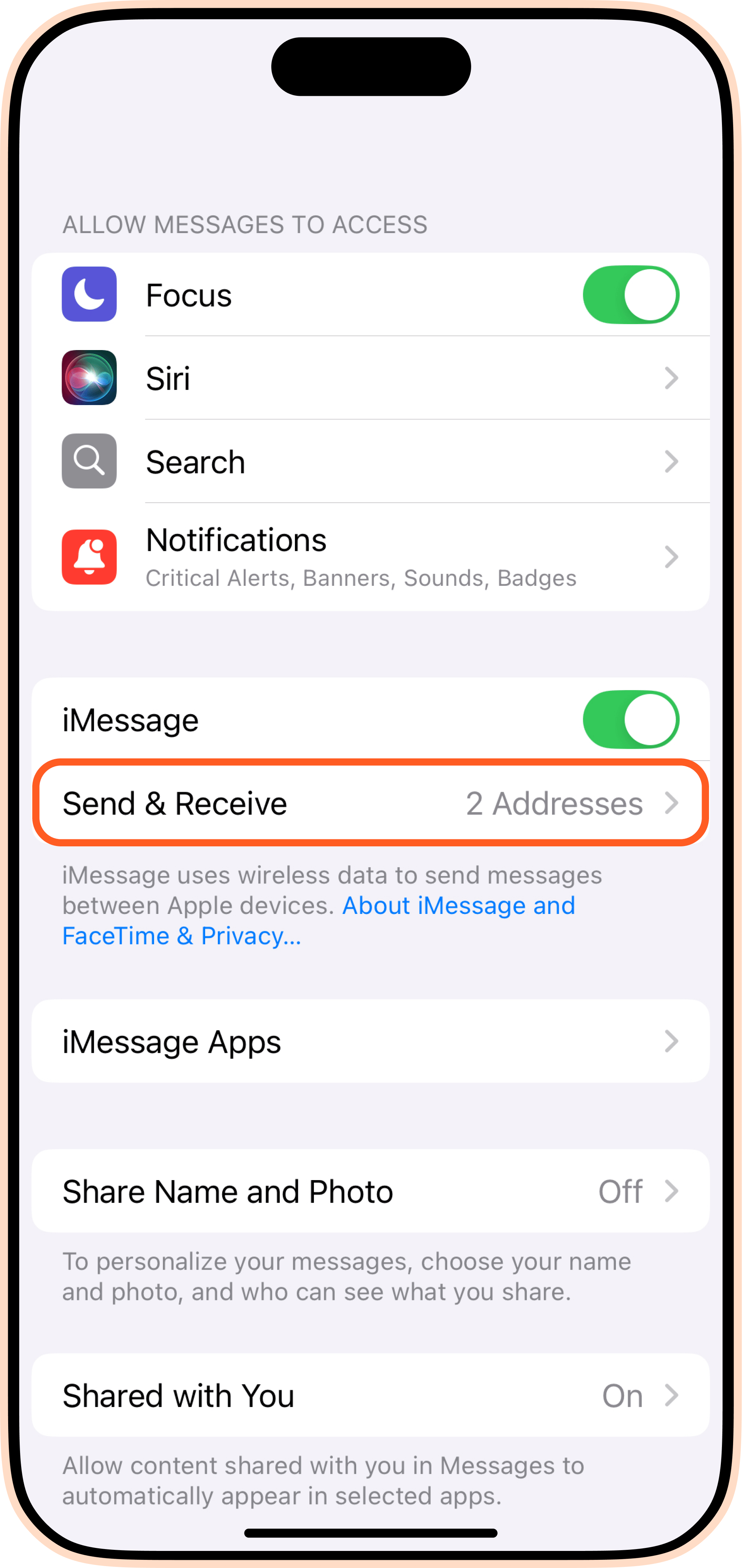 reset iMessage iPhone