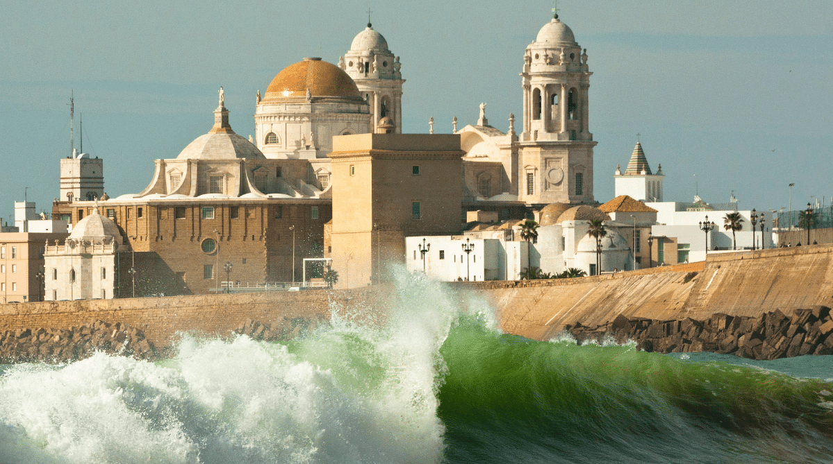 Cadiz waterfront with Cadiz Cathedral in the background