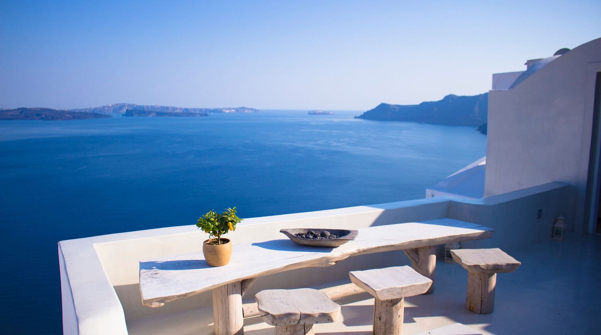 그리스 섬 호텔의 바다 전망