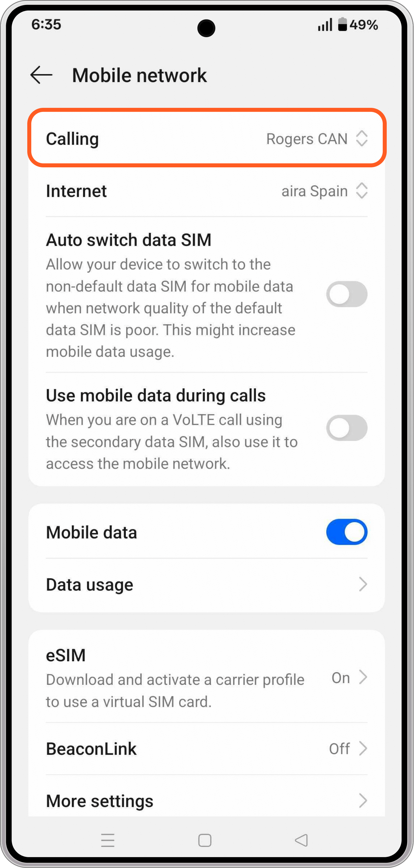 Default voice line Android