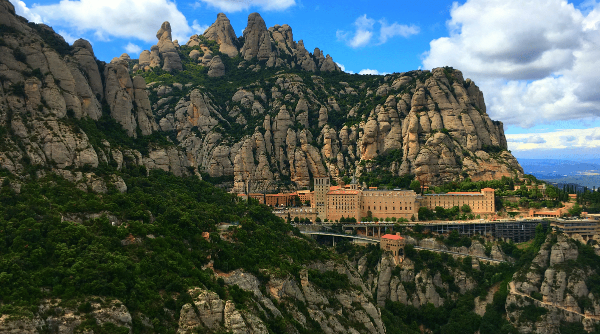 Monastery on a mountain in Montserrat, Spain