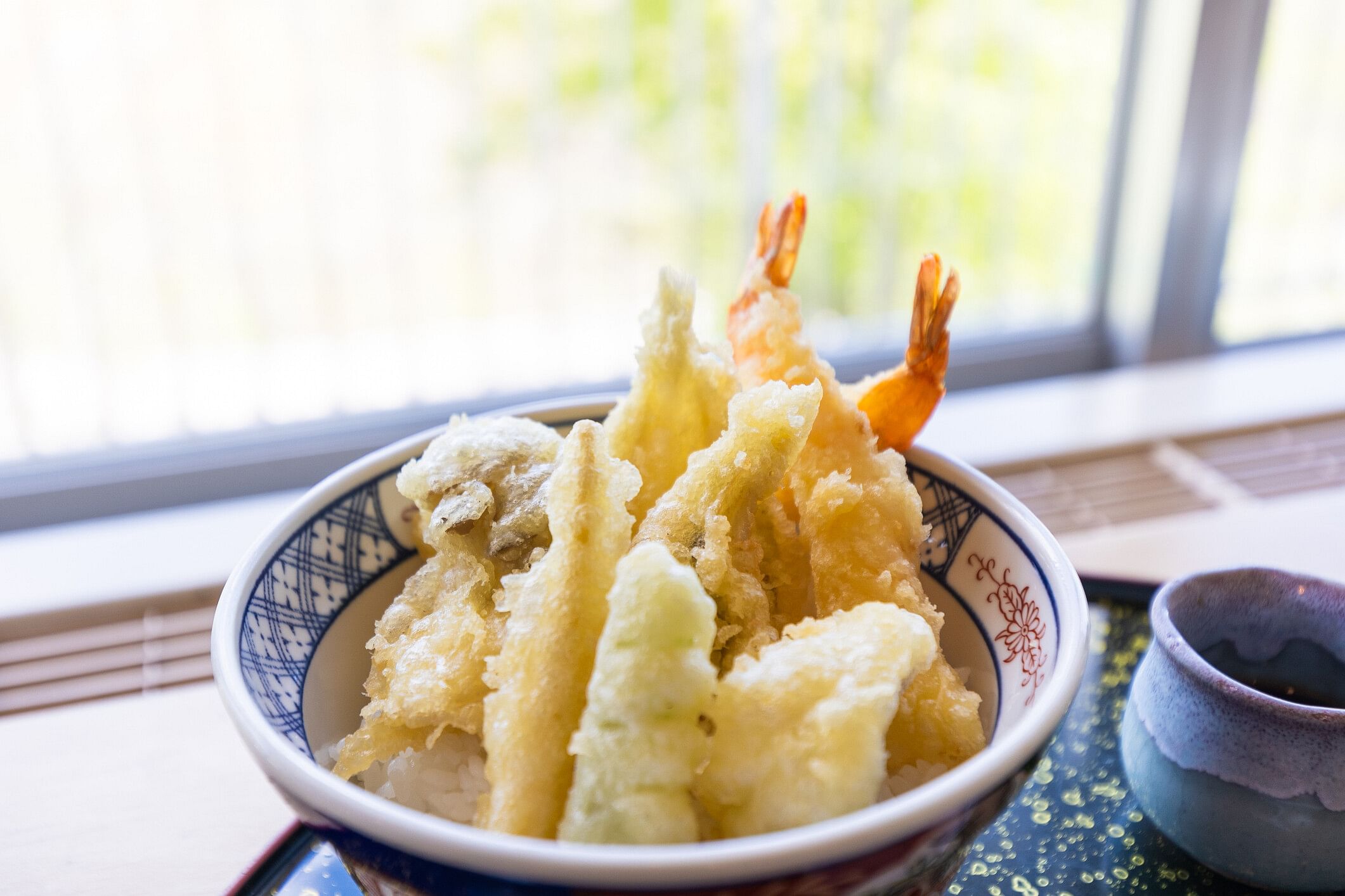 Tempura prawns and vegetables