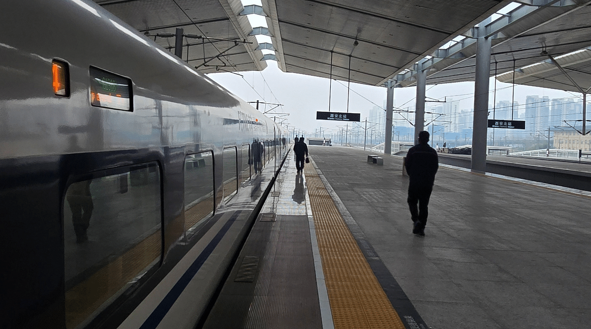 A high-speed rail platform in Xi’an