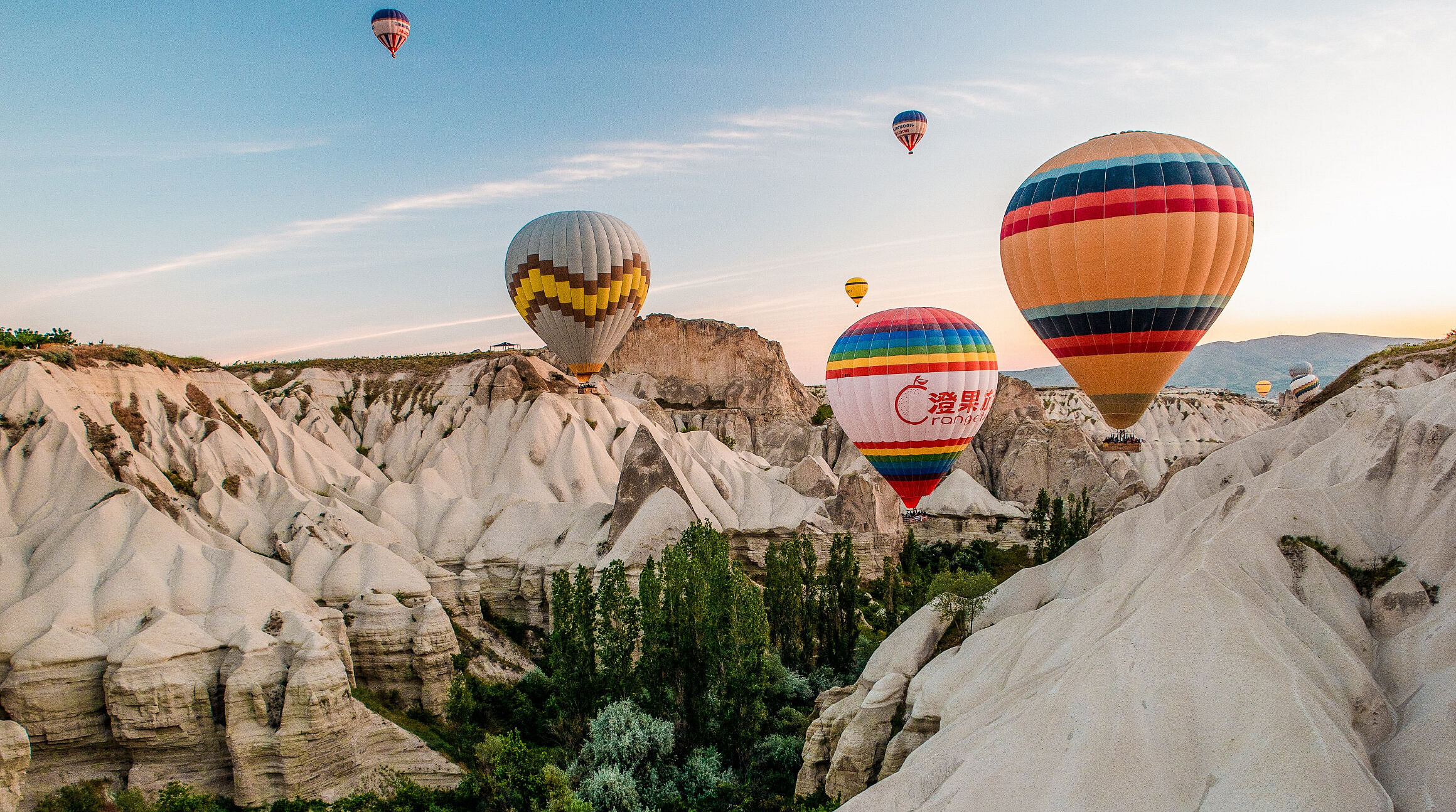 hot air balloons above Cappadocia, Turkey