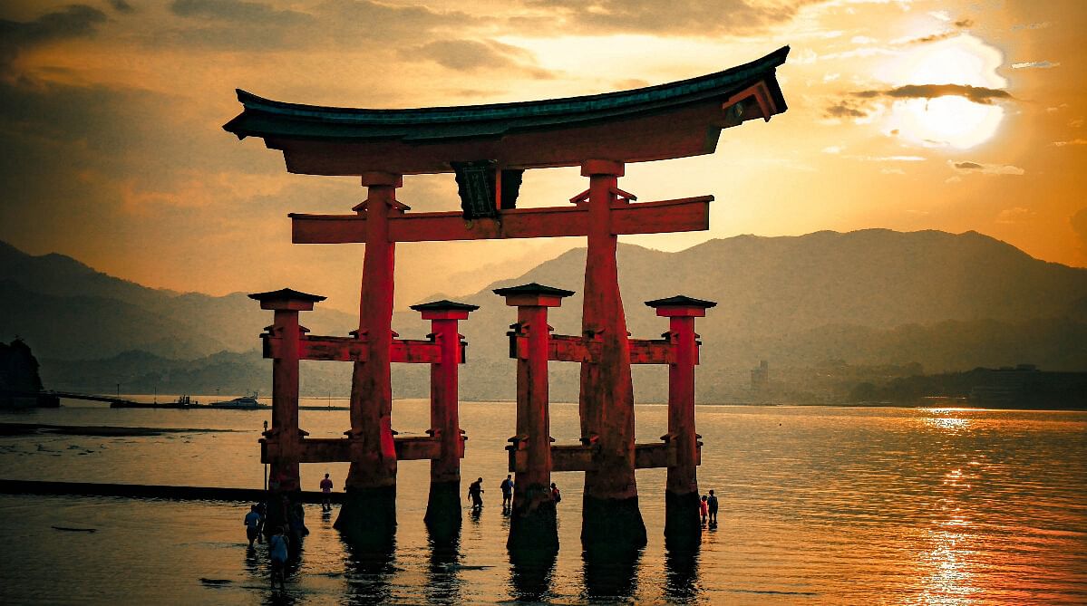 Itsukushima Shrine at sunset